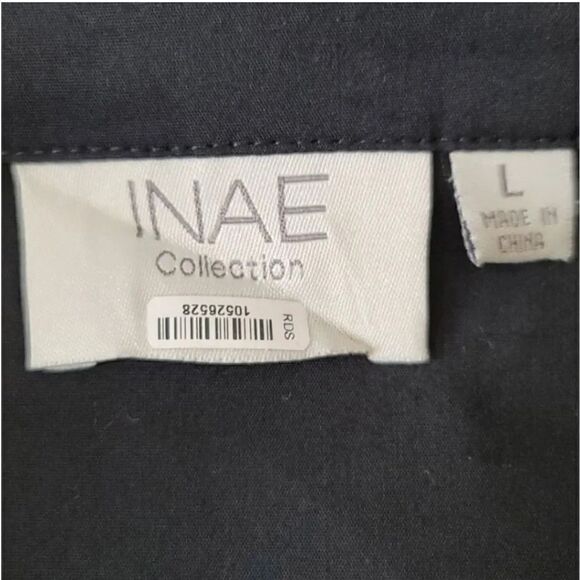 INAE Collection Handkerchief Hem Button Down Roll Tab Sleeve Tunic Top in Black - Picture 6 of 10